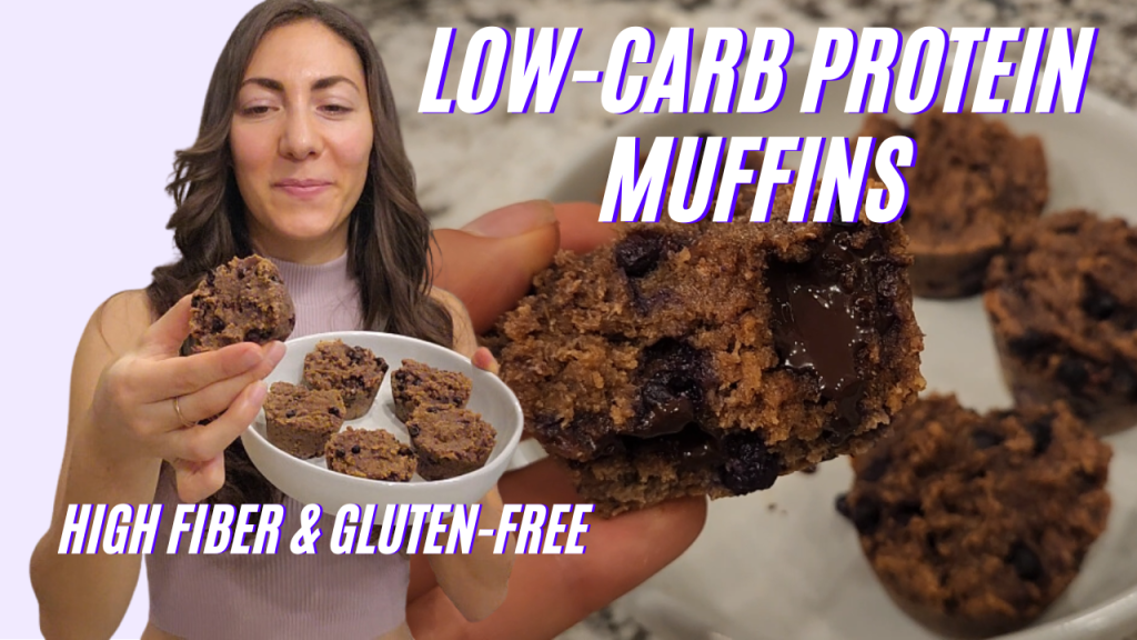 High Protein, High Fiber, Banana-Blueberry Chocolate Chip Muffins (Low Calorie, Low Carb, Gluten-Free)